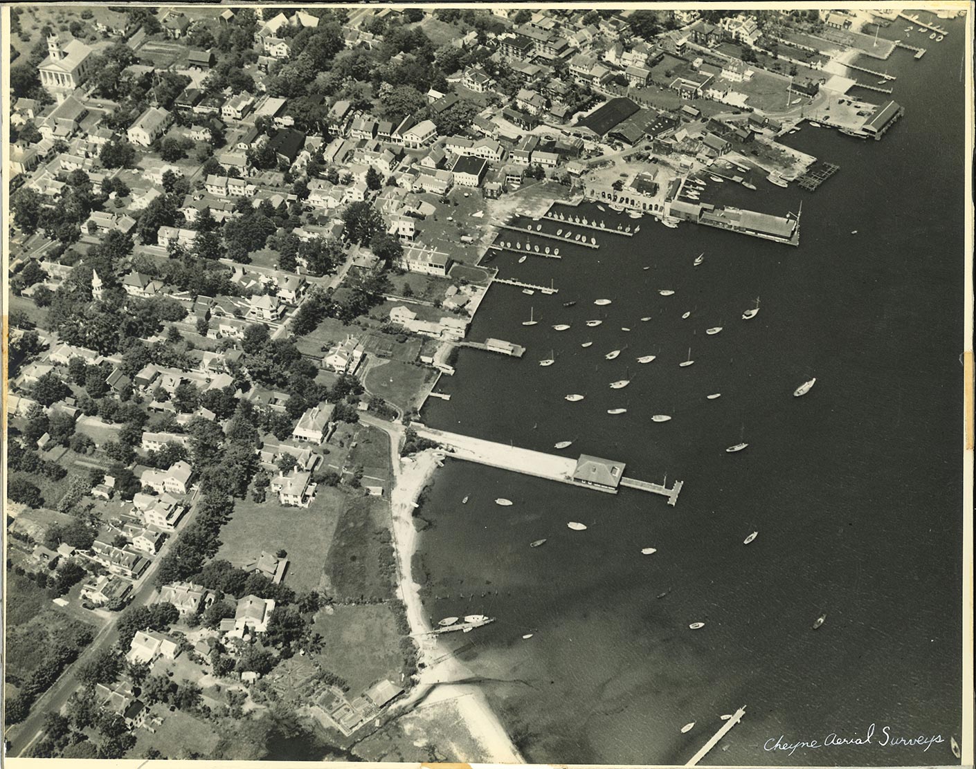 Aerial of Edgartown Harbor circa 1945