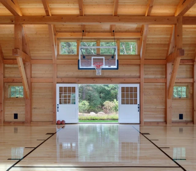 In Hingham, Massachusetts, this custom timber-frame barn creates a private, year-round athletic retreat designed for an active family.

Architecture: @patrickahearnarchitect
Builder: @colcloughconstruction
Timber Frame: @newenergyworks
Photo Credit: @gregpremru