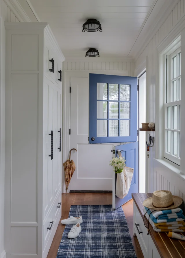 Character rich architectural details including beadboard paneling, thick casings, traditional crown molding, and especially a Dutch door add to this newly built home's sense of implied history.

Architecture: @patrickahearnarchitect
Builder: @colonial_reproductions
Interior Design: @lesliefineinteriors
Photo Credit: @michaeljleephotography
Styling: @juliaheffhome